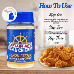 Captain Jay's Lemon Pepper Seasoning – Bold Flavor Blend for Chicken, Seafood, Fries & More..